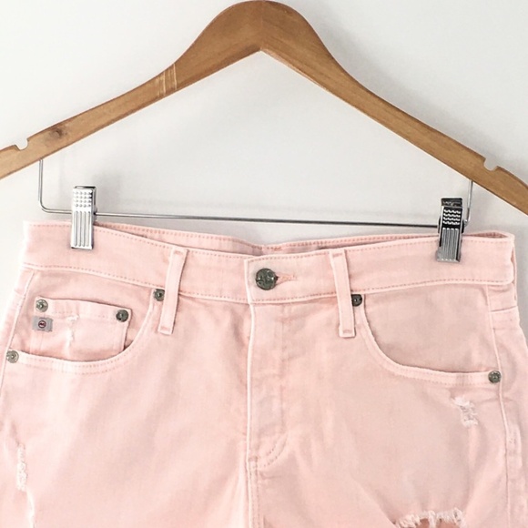 Adriano Goldschmied The Bryn Jean Short Pink Distressed Cut Off Sz 28R - Picture 2 of 10